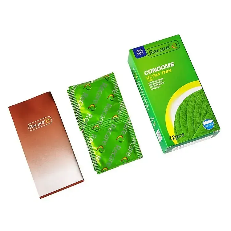 Презервативи Ultra Thin Mint Condoms Recare 12 шт, ультратонкі, аромат: м'ята