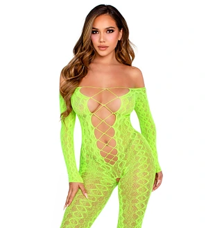 Бодістокінг Leg Avenue Crotchless Footless Lingerie Bodystocking One Size Neon Green