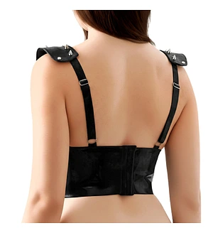 Ліф з шипами Art of Sex - Mistress, чорний з ефектом мокрого оксамиту