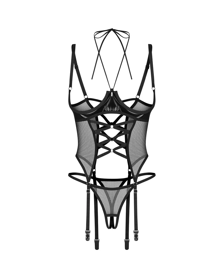 Корсет Obsessive Dominna cupless corset & crotchless thong