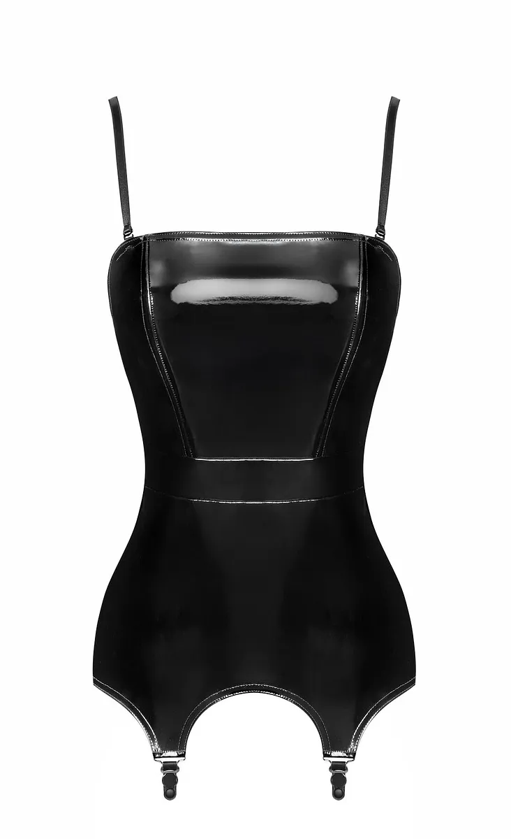 Корсет з підв'язками для панчіх Noir Handmade F381 Dominae Venom PVC corset-belt 3XL