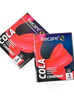 Презервативи Holographic Recare Cola Dotted&Ribbed Condoms 3 шт, з пухирцями і ребрами, аромат: Кола