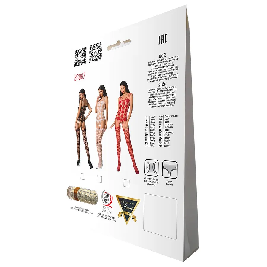 Бодістокінг Passion BS067 , комбінезон, імітація панчох і топа на бретелях