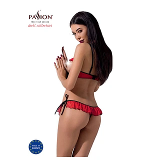 Комплект білизни Passion Exclusive CHERRY SET OpenBra , red, відкритий ліф, трусики-спідничка