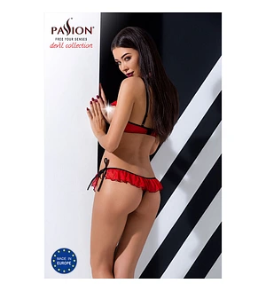 Комплект білизни Passion Exclusive CHERRY SET OpenBra , red, відкритий ліф, трусики-спідничка