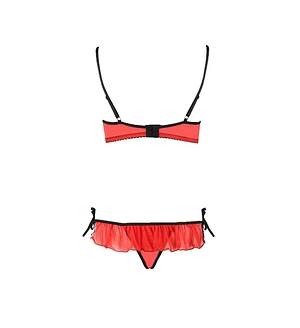 Комплект білизни Passion Exclusive CHERRY SET OpenBra , red, відкритий ліф, трусики-спідничка