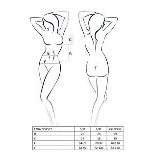 Корсет з декольте Passion ERZA CORSET , black, пажі, трусики, напівпрозорий