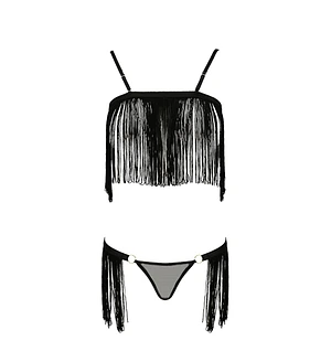 Комплект білизни Passion Exclusive KASSANDRA SET OpenBra , ліф з бахроми, трусики-спідниця