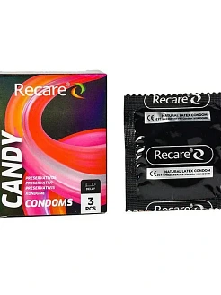 Презервативи Holographic Recare Delay Candy Condoms 3 шт, пролонгувальний ефект, цукерковий аромат