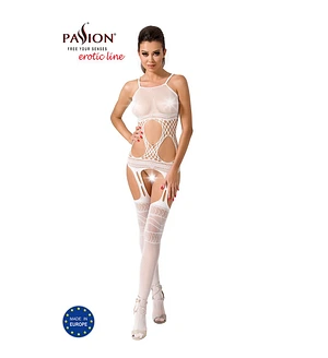 Бодістокінг Passion BS047 , комбінезон, імітація топа, панчіх і пояса