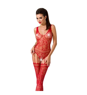 Бодістокінг Passion BS051 red, комбінезон, імітація панчіх і боді