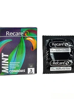 Презервативи Holographic Recare Ultra Thin Mint Condoms 3шт, ультратонкі, аромат: м'ята