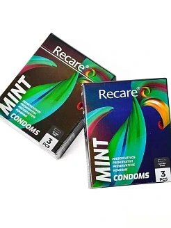 Презервативи Holographic Recare Ultra Thin Mint Condoms 3шт, ультратонкі, аромат: м'ята