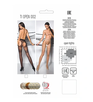 Еротичні колготки Passion TIOPEN 002 1/2 (20 den), nero, імітація панчох і пояса