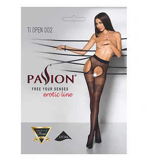 Еротичні колготки Passion TIOPEN 002 3/4 (20 den), black, імітація панчох і пояса