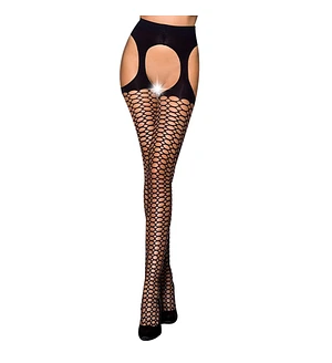 Еротичні колготки Passion TIOPEN 004 3/4 (fishnet 40 den), black, імітація панчох і пояса