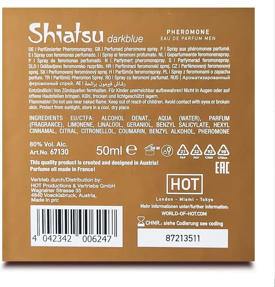 Чоловічі парфуми з феромонами SHIATSU Pheromone Fragrance Men Dark Blue, 50 мл
