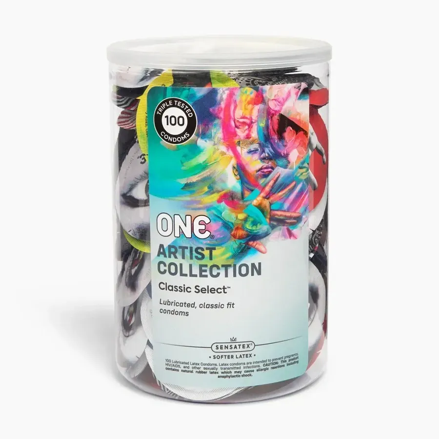 Презервативи ONE Classic Select Artist Collection у банці, 100 шт.