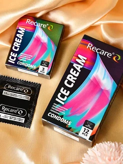 Презервативи Holographic Recare Ice Cream Big Dotted Condoms 3 шт, з пухирцями, аромат: морозиво
