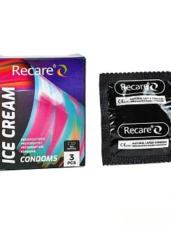 Презервативи Holographic Recare Ice Cream Big Dotted Condoms 3 шт, з пухирцями, аромат: морозиво
