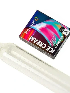 Презервативи Holographic Recare Ice Cream Big Dotted Condoms 3 шт, з пухирцями, аромат: морозиво