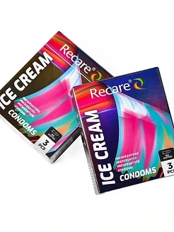 Презервативи Holographic Recare Ice Cream Big Dotted Condoms 3 шт, з пухирцями, аромат: морозиво