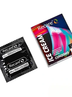 Презервативи Holographic Recare Ice Cream Big Dotted Condoms 3 шт, з пухирцями, аромат: морозиво