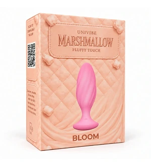 Анальна вібропробка з керуванням через застосунок, суперм’яка UNIVIBE Marshmallow Bloom, рожева.