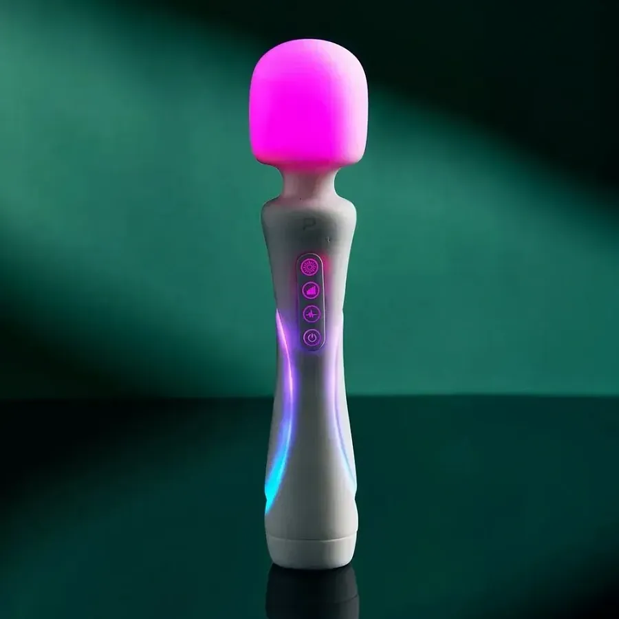 Мікрофон-вібратор із RGB-підсвічуванням і керуванням через застосунок Illumination The Wand, білий, 24,8 × 5,1 см.