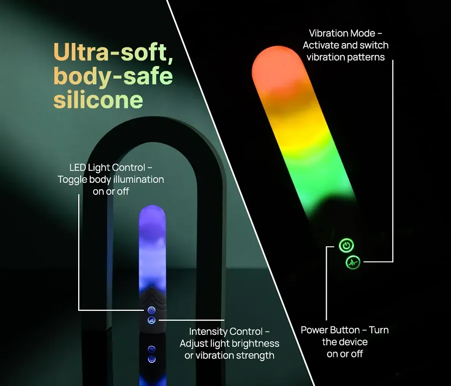 Віброкуля з RGB-підсвічуванням і керуванням через застосунок Illumination The Bullet, біла, 9,7 × 2,8 см.