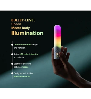 Віброкуля з RGB-підсвічуванням і керуванням через застосунок Illumination The Bullet, біла, 9,7 × 2,8 см.