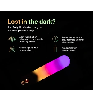 Віброкуля з RGB-підсвічуванням і керуванням через застосунок Illumination The Bullet, біла, 9,7 × 2,8 см.