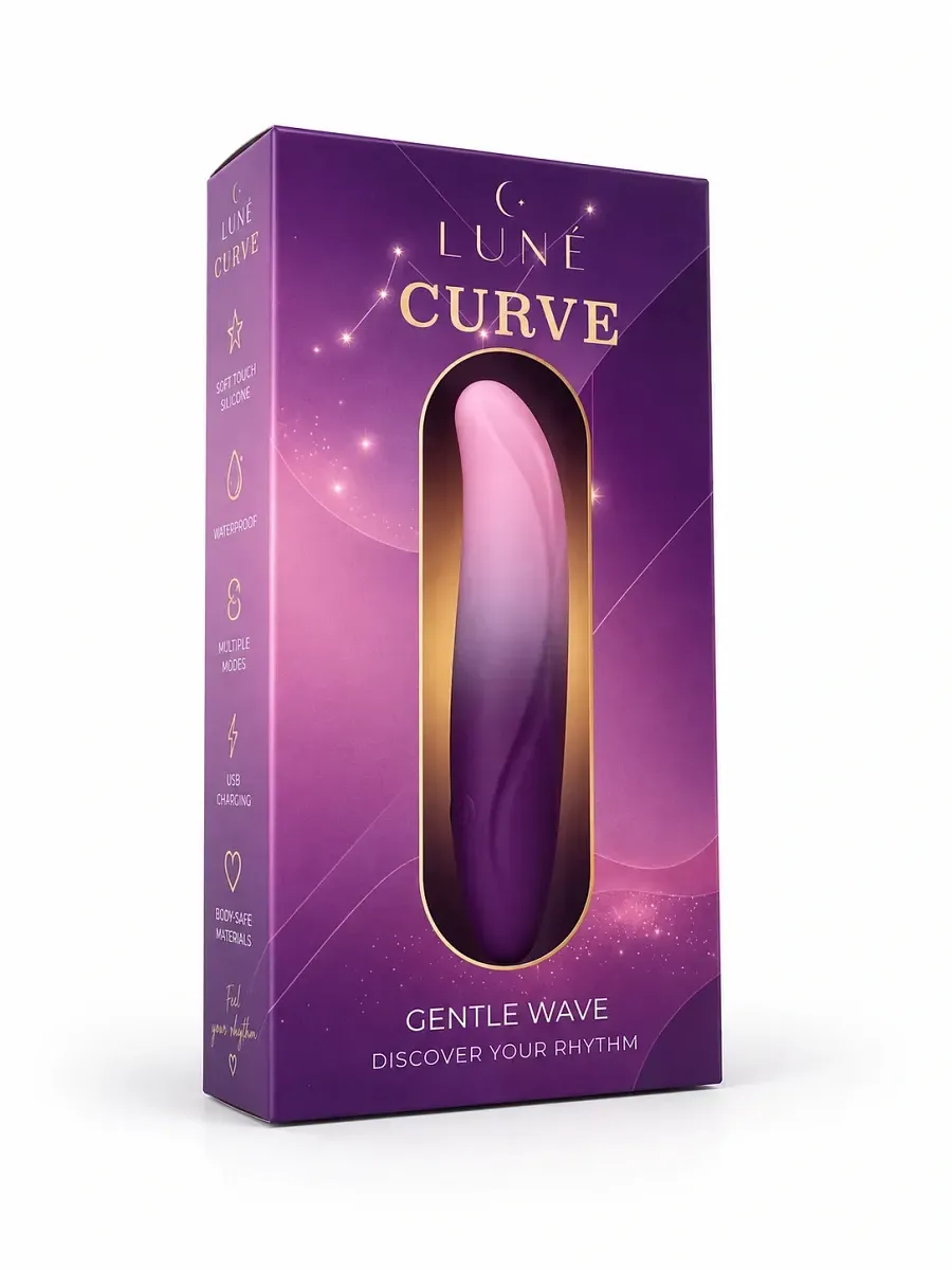 Віброкуля з вигнутим кінчиком і 10 режимами вібрації CURVE LUNE, фіолетово-рожевий градієнт.