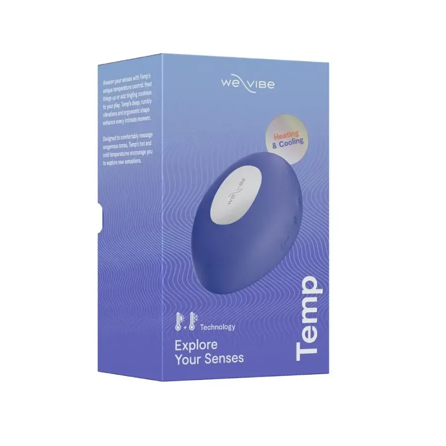 Кліторальний вібратор We-Vibe Temp Lavender Blue з функцією нагрівання та охолодження, синій.