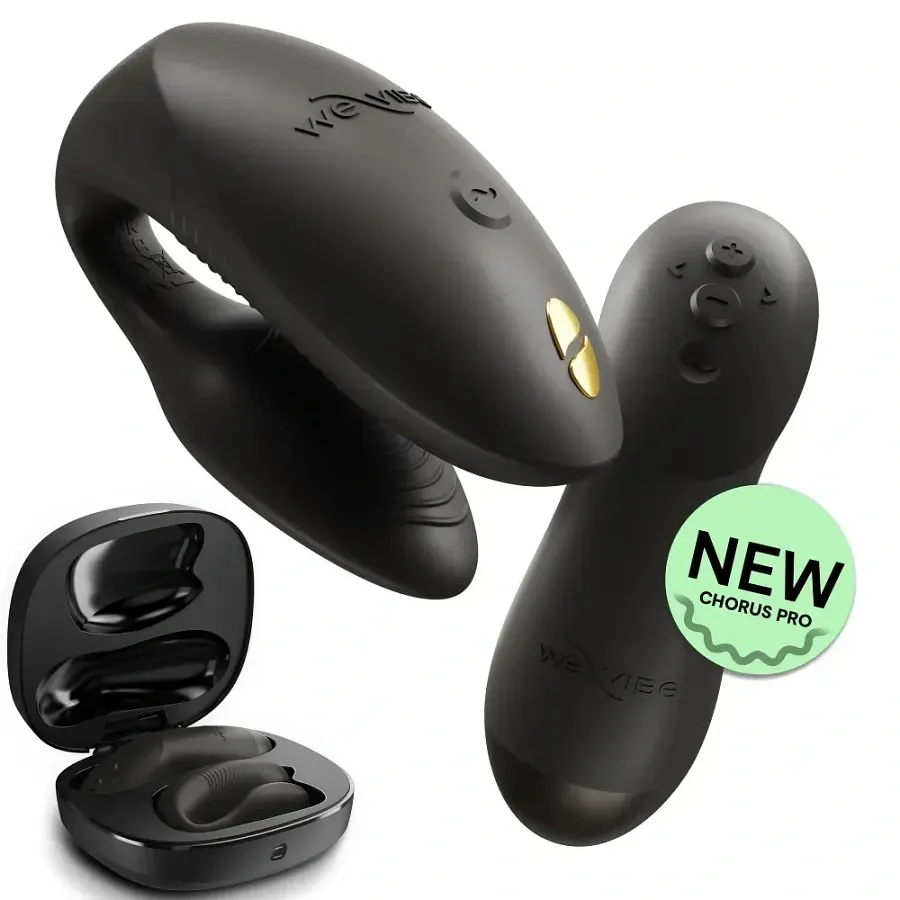 Вібратор для пар We-Vibe Chorus Pro Satin Black із пультом керування та застосунком, чорний.