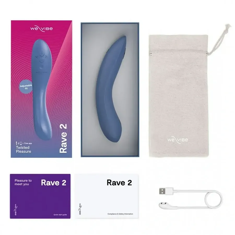 Вібратор для точки G We-Vibe Rave 2, силіконовий, синій, 19,3 × 3 см.