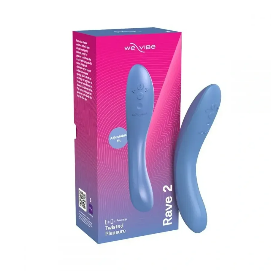 Вібратор для точки G We-Vibe Rave 2, силіконовий, синій, 19,3 × 3 см.