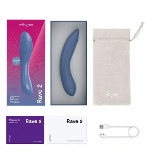 Вібратор для точки G We-Vibe Rave 2, силіконовий, синій, 19,3 × 3 см.