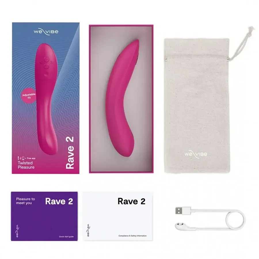 Вібратор для точки G We-Vibe Rave 2, силіконовий, рожевий, 19,3 × 3 см.