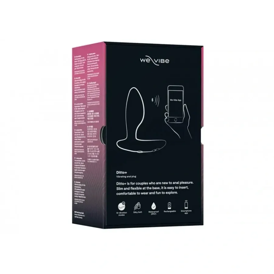 Анальна пробка з вібрацією We-Vibe Ditto+ Satin Black із пультом керування та керуванням зі смартфона.