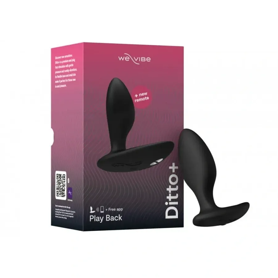Анальна пробка з вібрацією We-Vibe Ditto+ Satin Black із пультом керування та керуванням зі смартфона.