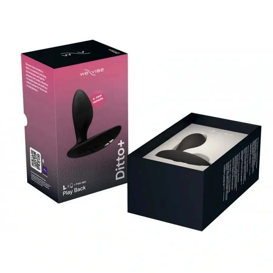 Анальна пробка з вібрацією We-Vibe Ditto+ Satin Black із пультом керування та керуванням зі смартфона.