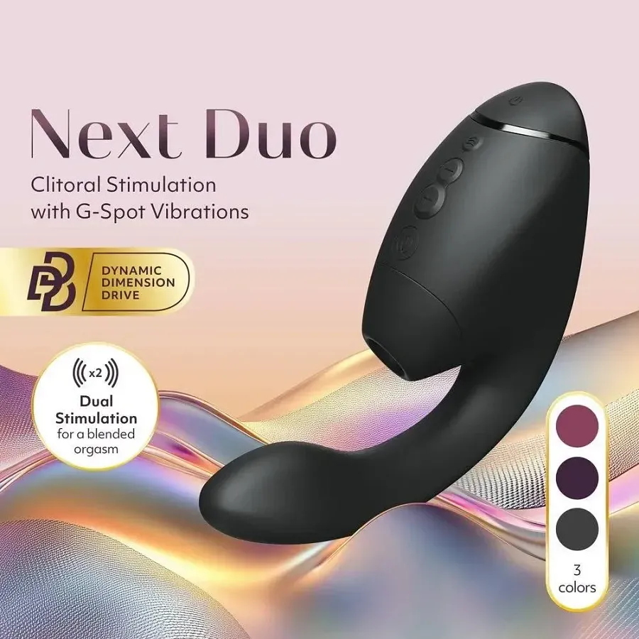 Вакуумний вібратор-стимулятор Womanizer Next Duo Black для точки G, чорний.