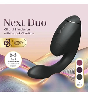 Вакуумний вібратор-стимулятор Womanizer Next Duo Black для точки G, чорний.