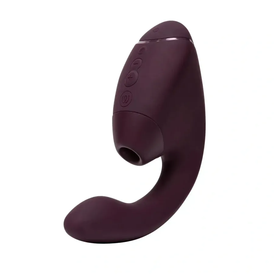 Українською: Вакуумний вібратор-стимулятор Womanizer Next Duo Dark Purple для точки G, фіолетовий.
