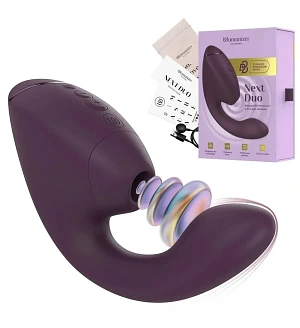 Українською: Вакуумний вібратор-стимулятор Womanizer Next Duo Dark Purple для точки G, фіолетовий.