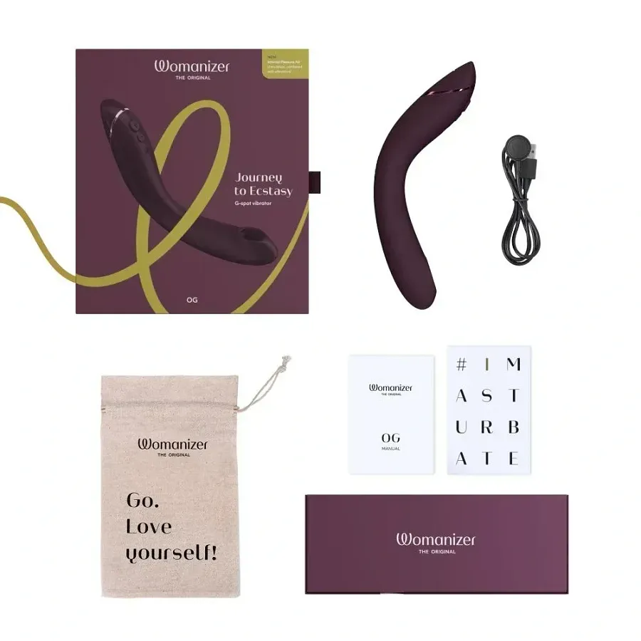 Вібратор для точки G з вакуумною стимуляцією Womanizer OG Aubergine, баклажановий.