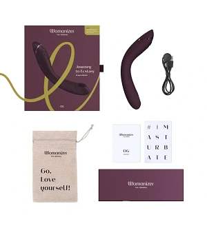 Вібратор для точки G з вакуумною стимуляцією Womanizer OG Aubergine, баклажановий.