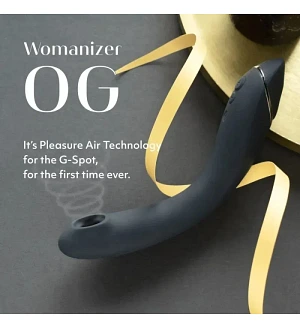 Вібратор для точки G з вакуумною стимуляцією Womanizer OG Slate, сірий.