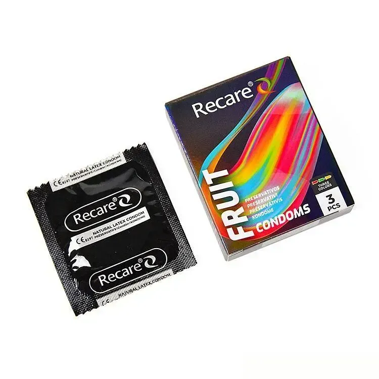 Презервативи Holographic Recare Fruit Flavour Condoms 3 шт, аромати: м'ята, банан, полуниця